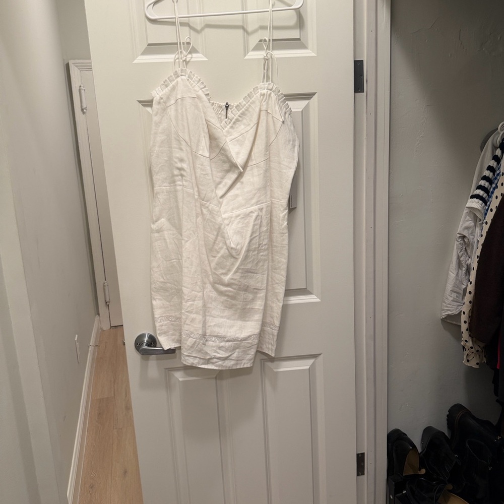 Reformation White Smocked Mini Dress